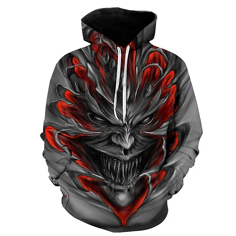 

Men's Hoodie Skull 3D Halloween 3D Print Plus Size Street Apparel Casual Joker Face Fallen Demon Fashion Party Apparel