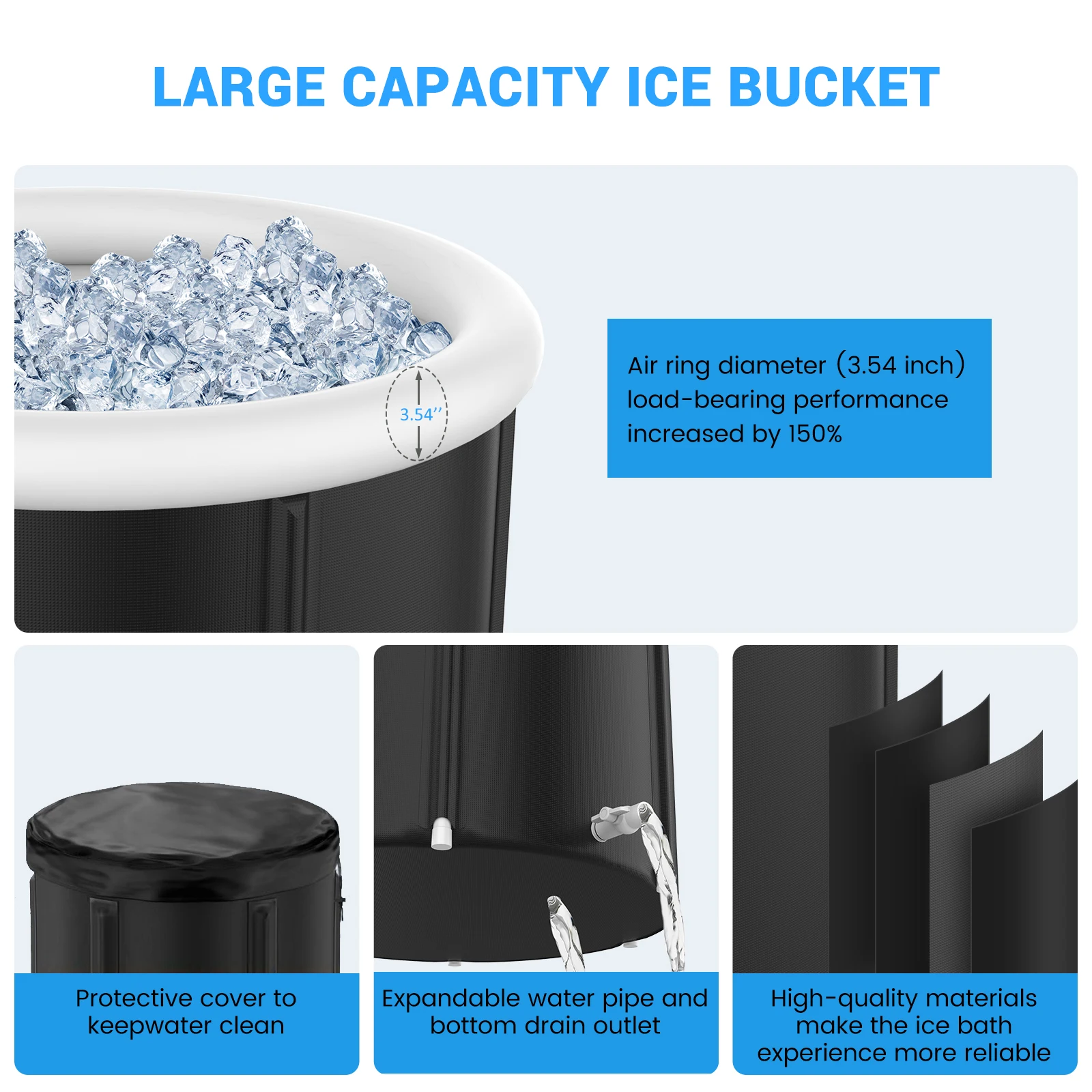 Portable Ice Bath Tub for Athletes and Recovery-Freestanding Cold Water Therapy Spa Soaking Bath for Adults, 400L
