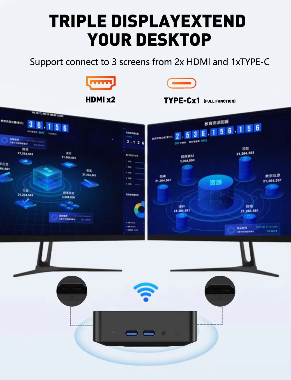 2026 Portable Intel Core i9 8950HK / i3-6100U Mini PC Computer Windows 11 16GB DDR4 RAM 512GB 1TB SSD Gaming Computer WiFi 6 BT5.2 USB3.0 1080P Mini Desktop PC - immagine 7