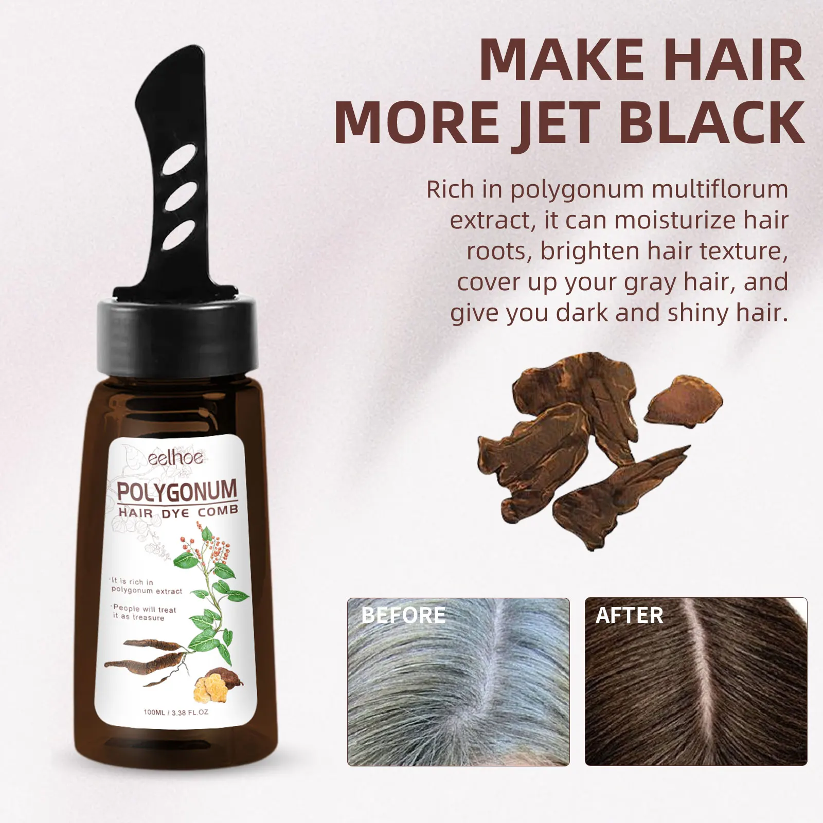 EELHOE Polygonum Hair Dye Cream Strengthening Hair Roots Nourishing Scalp Smoothing Promote Hair Health Growing Hair Dye Cream