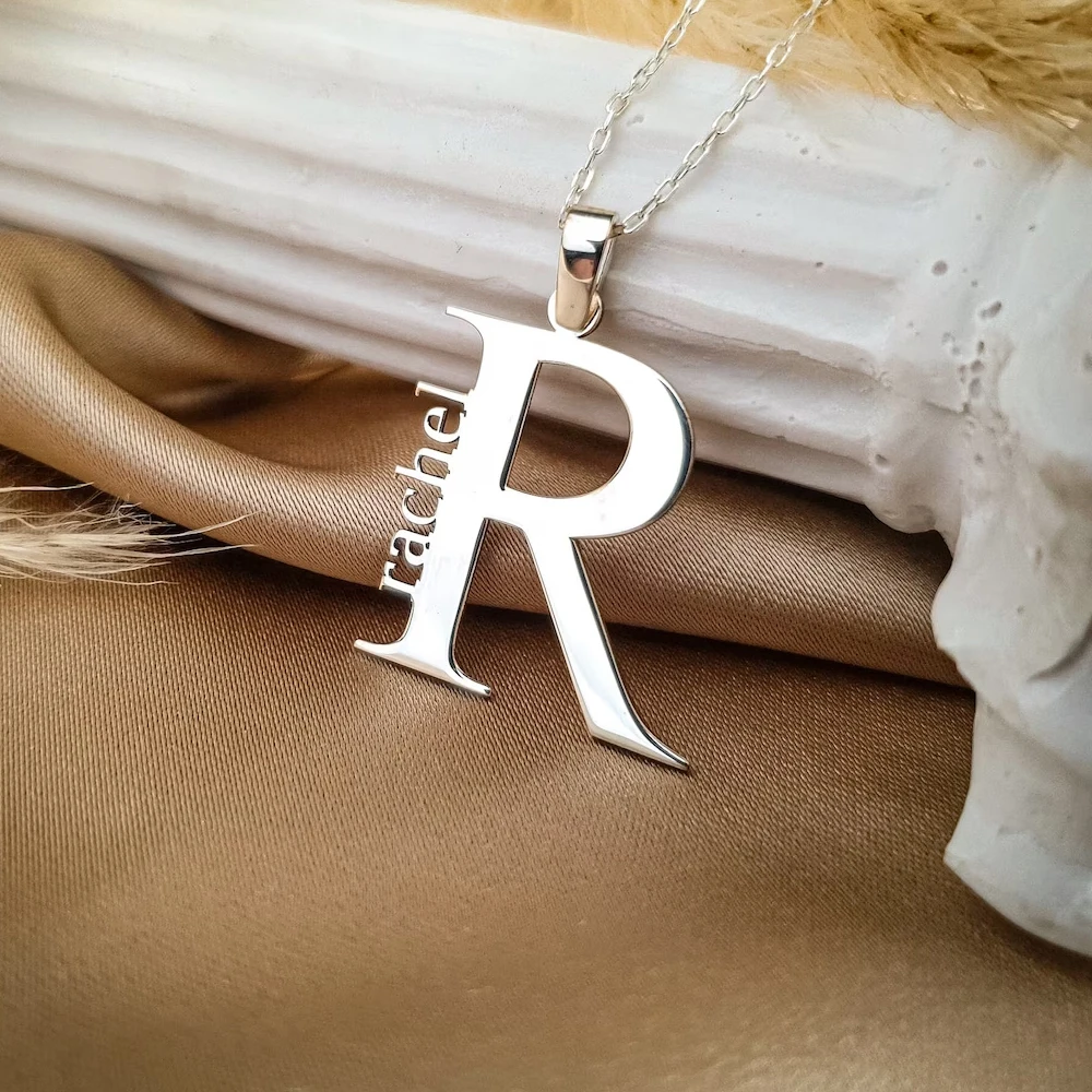 

Stainless Steel 26 English Letters Big Letter Necklace Gift For Her Friendship Necklace Custom Initial Necklace Personalized