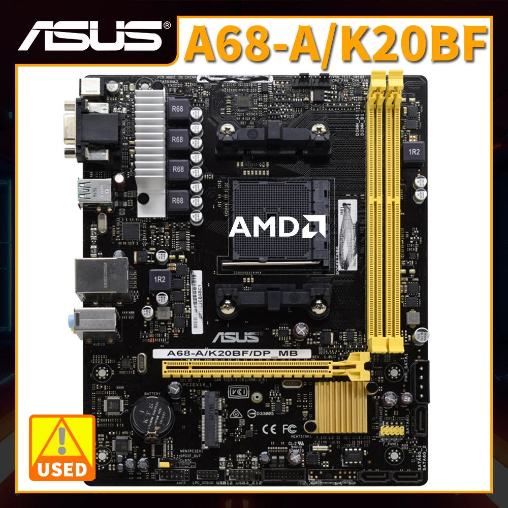 

Материнская плата ASUS A68-A/K20BF FM2/FM2 + AMD A68H, Оригинальный настольный ПК, материнская плата DDR3 RAM USB2.0 SATA2 PCI-E X16 Micro-ATX