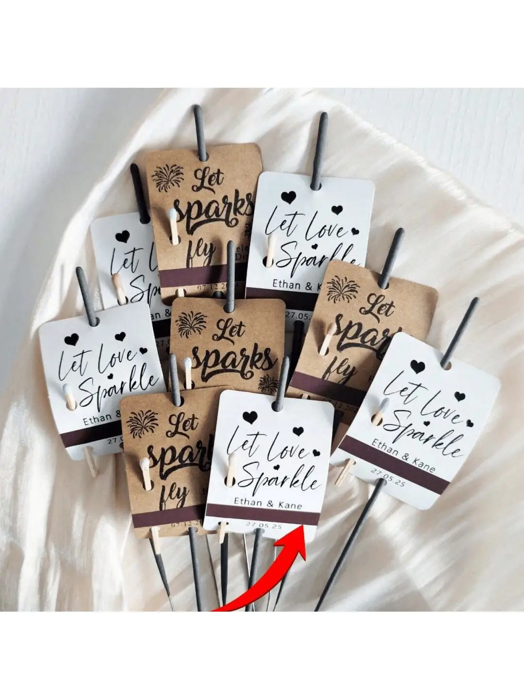 Wedding Sparkler Tags Custom Sleeves 8 Different Designs Love Hollow Fireworks Unique Farewell Favors 5X7.5Cm (No Fireworks)