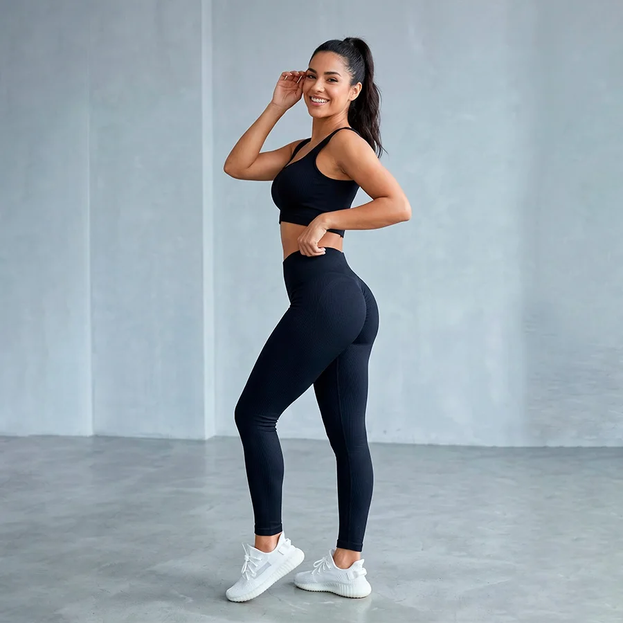Conjunto Deportivo Seamless Premium - Leggings Push Up y Top Rib