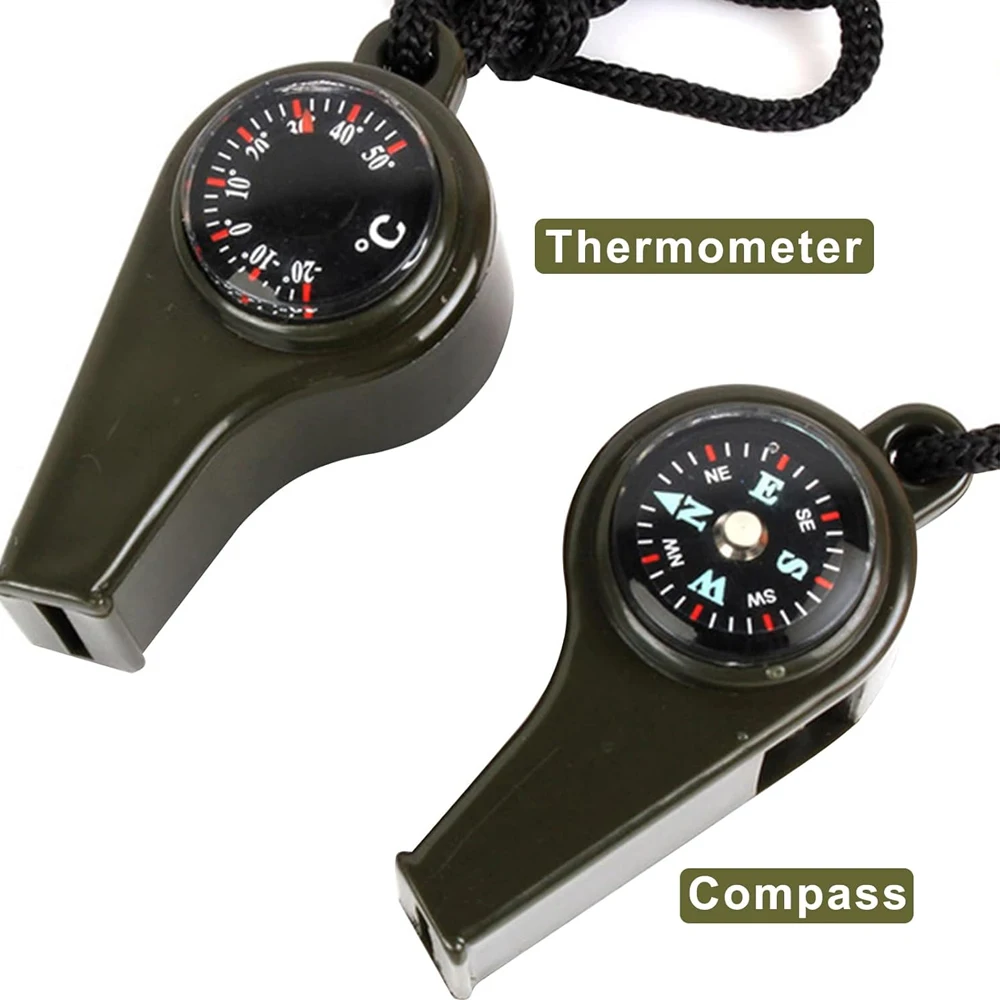 Outdoor multi-function three-in-one whistle life-saving whistle with compass thermometer competition referee