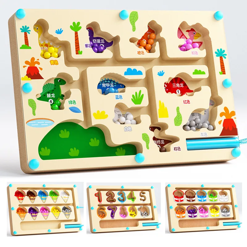 Giocattolo Montessori In Legno - Labirinto Magnetico Gelato Con Palline Numerate E Colorate - Regalo Educativo 3+ Anni - 2