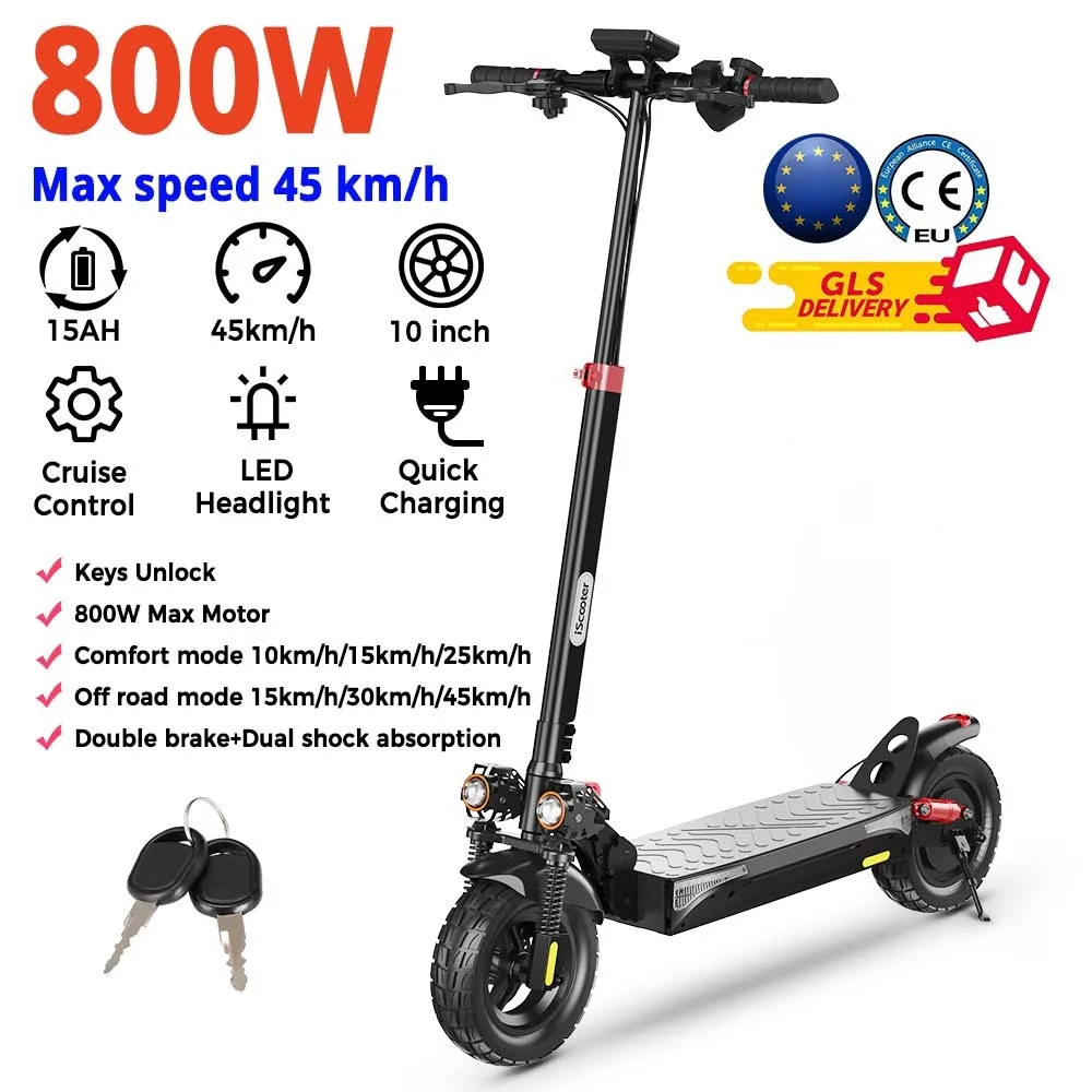 Trottinette Électrique IScooter Antidérapante pour Adulte, Hors Route,  Pneumatique, 10 Pouces, 15Ah, 800W –