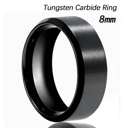 Elegant Black and Silver Stainless Steel Couple Bands - Fashion Jewelry Ring - 8 (8mm Black Tungsten)