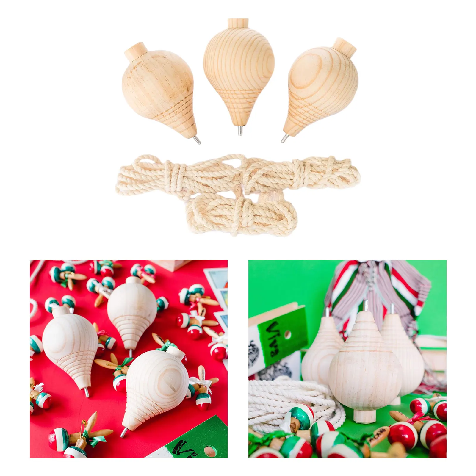Trompos Tops Hand Carved DIY Unpainted Wood Tops with Point for Children Kids Intermediates Gift 3Pcs spinning top toy battle top toy battle tops
