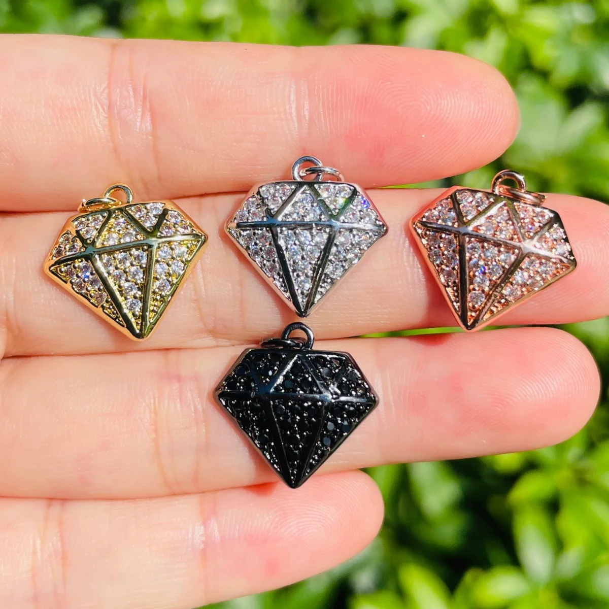 

5pcs Fashion Shape Charms Pendants for Girl Necklace Making Bling Zirconia Gold-Plated Women Jewelry Bracelet Accessories Supply