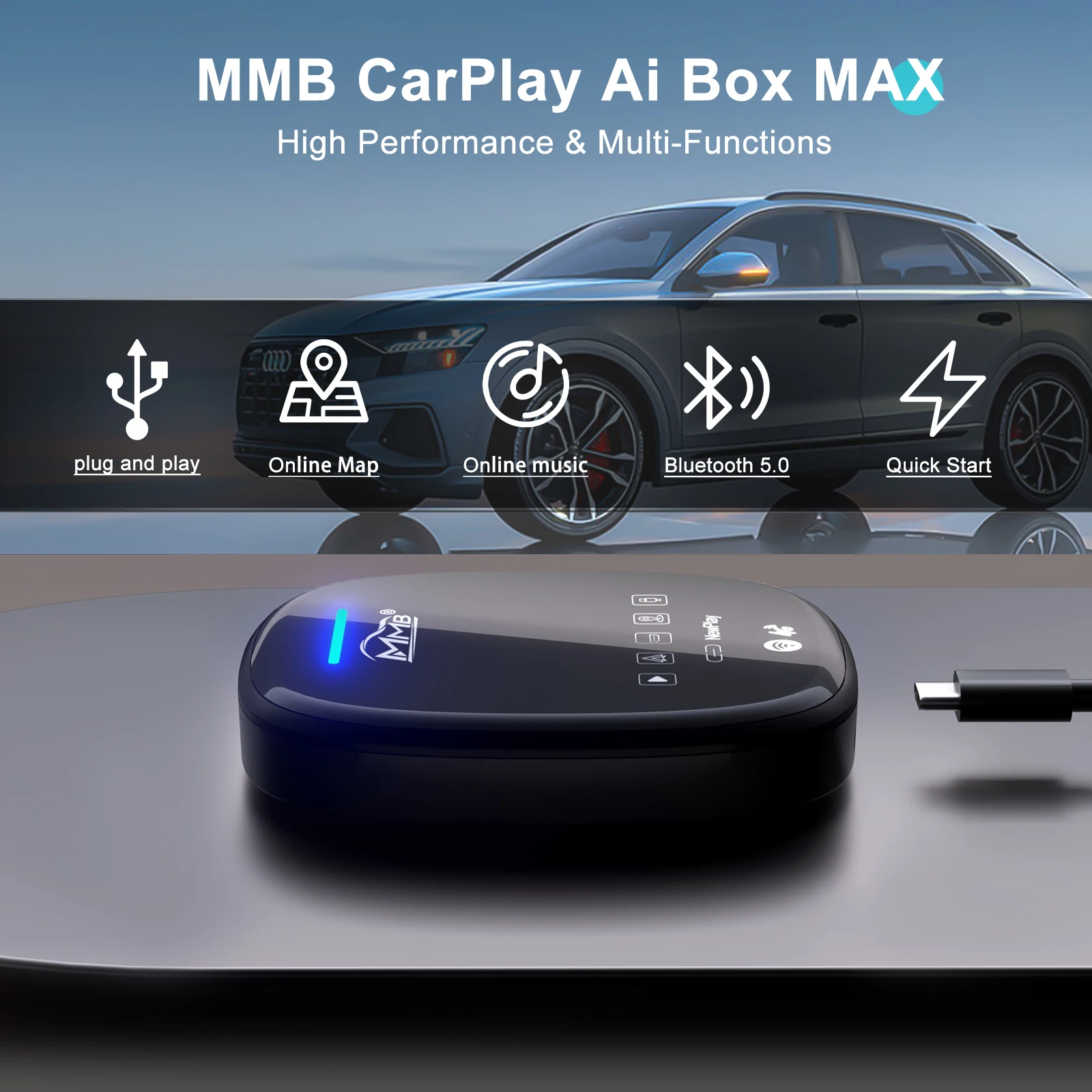 MMB MAX Ai Box  ī÷ Netflix ȵ̵ ڽ,   ƿ Ÿ ٿ HDMI Ʃ  ̼