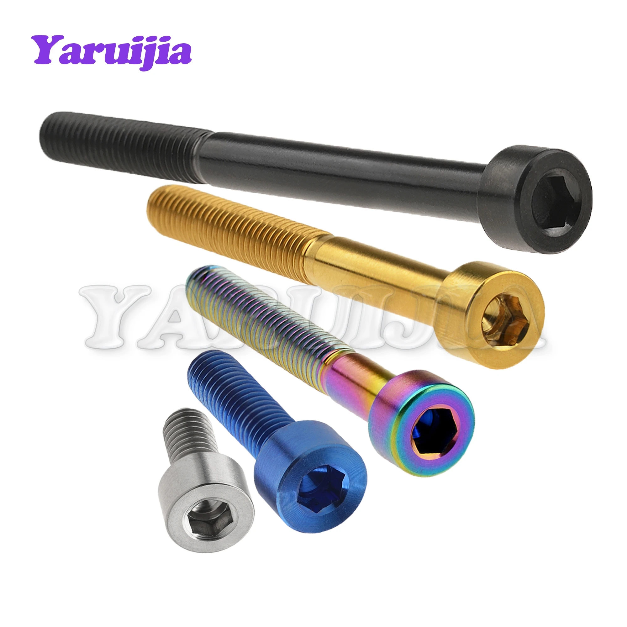 Titanium Bolts Yaruijia Titanium Bolts M5/M6x10/12/15/16/18/20/23/25/30/35/40/45/50/55/60/65mm Allen Key for Bicycle Stem Seatpost Bike Parts