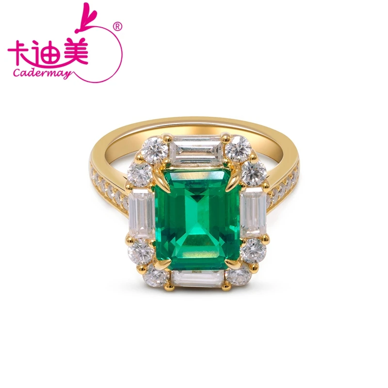 

CADERMAY Jewelry Luxury 14k Gold Octagon Shape Lab Grown Emerald Wholesale Anniversary Gifts Rings For Women