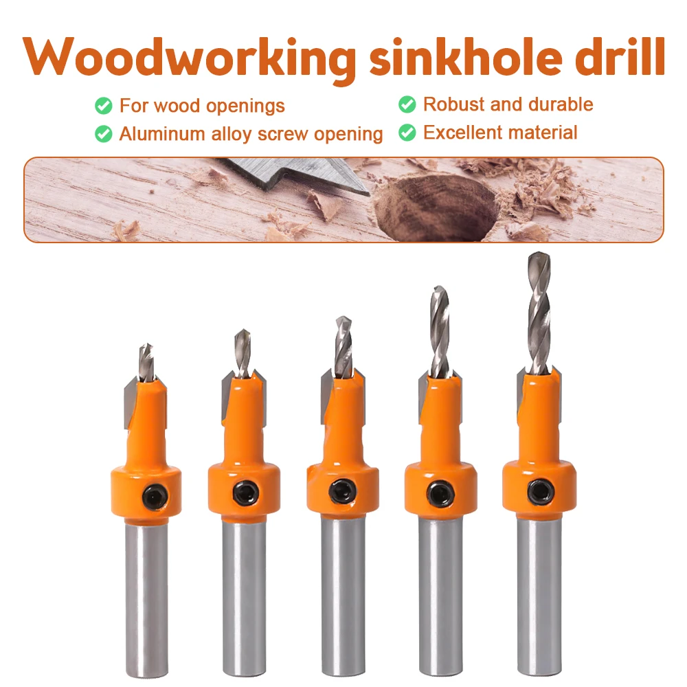 8mm Shank Countersink Drills Bits Alloy Carbon Steel Countersunk Head Drilling Bit Woodworking Drill for  for wood aluminum allo