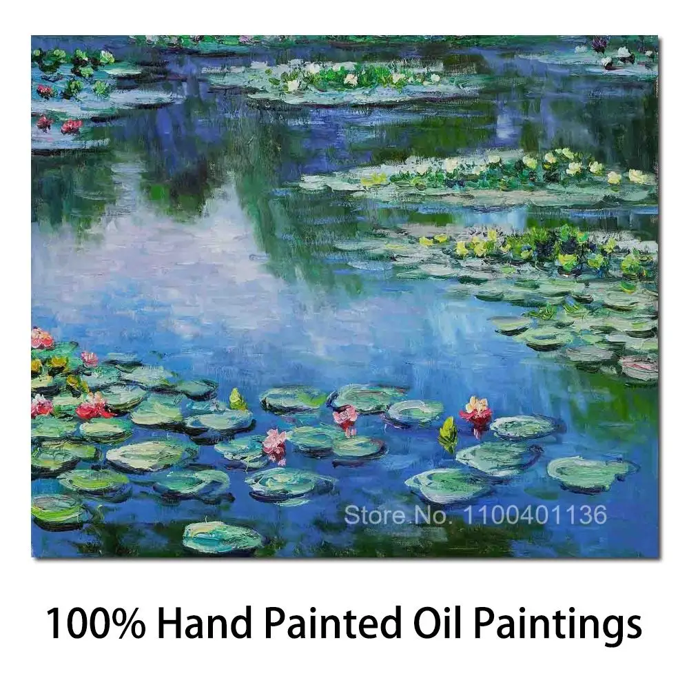 

High Quality Water Lilies Canvas Art Hand Painted Claude Monet Oil Painting Reproduction Landscape Artwork for Living Room Decor