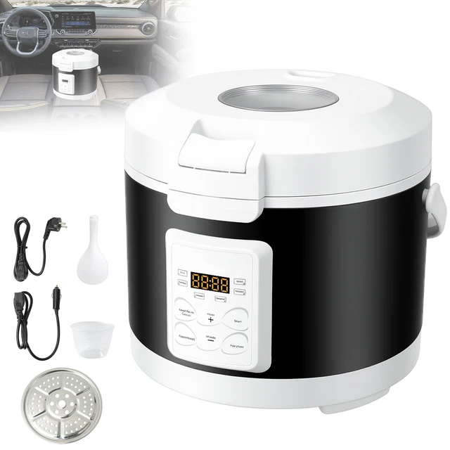 Cuiseur à riz 3L 12V 24V 220V 2L à trois tensions pour voiture et maison, cuiseur à riz pour camionnette et voiture, idéal pour les voyages, utilisation mondiale 1