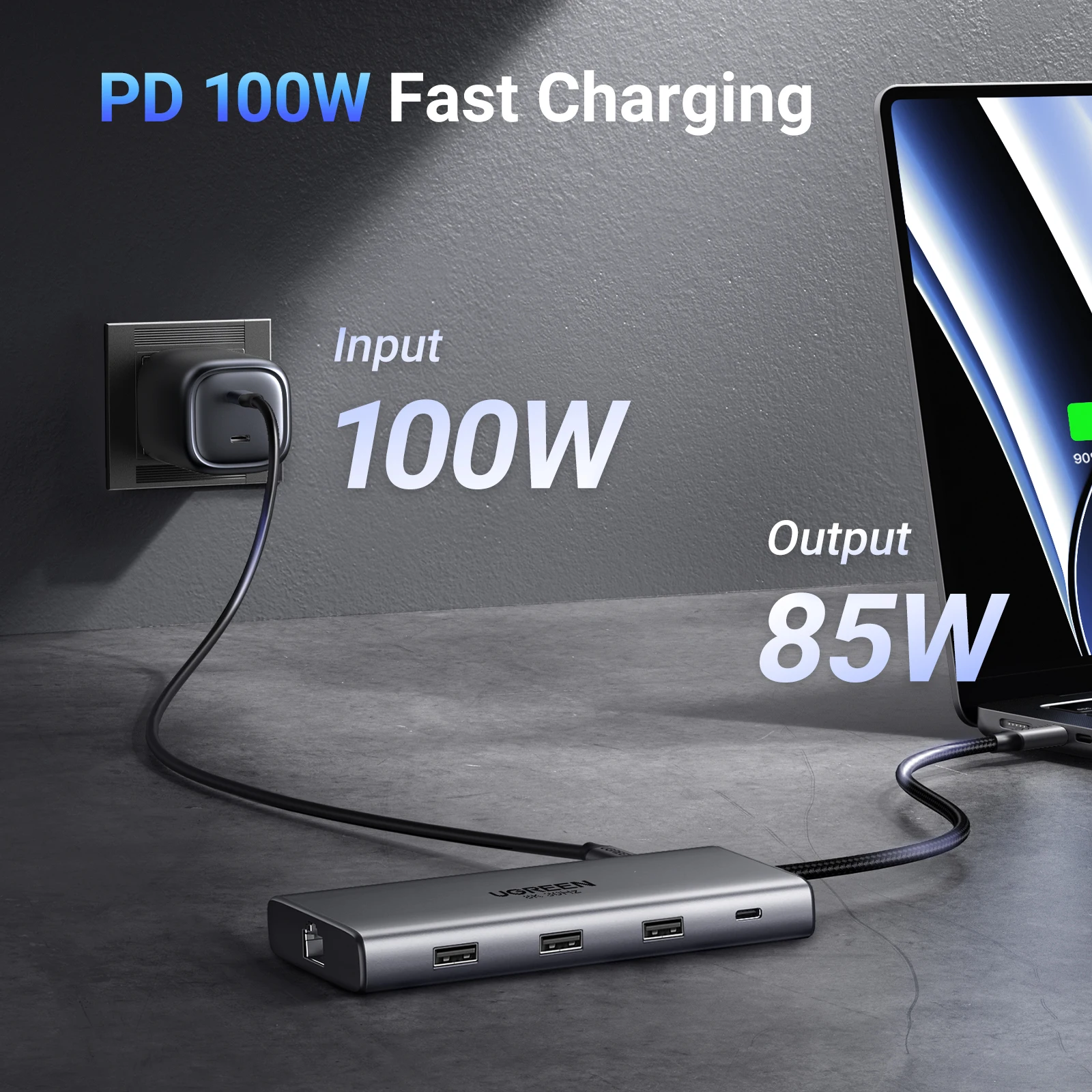 Ugreen-hub Usb Dual Hdmi Adaptador 8k Divisor 10 em Rj45 Usb 3.0 pd Dock 100w para Macbook Pro Air m2 m1 Hub Usb c - Imagem 3