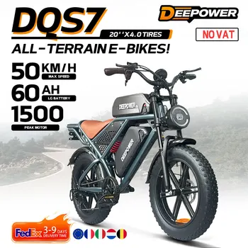 Magazzino UE DEEPOWER QS7 Bicicletta Elettrica 1000W 48V 35AH Batteria Al Litio Bici Elettrica 20*4.0 Fat Tire Neve E-bike, doppio assorbimento degli urti