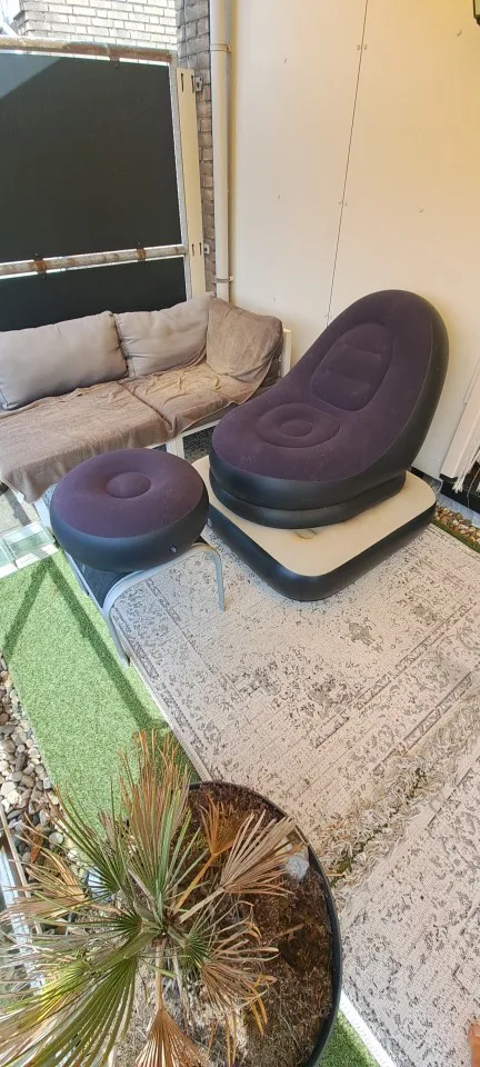 Lazy Couch Sofas Inflatable Chair Foldable Recliner Outdoor Sofa Bed Footstool Portable Folding Air Bed Lunch Lounge Chair Set photo review