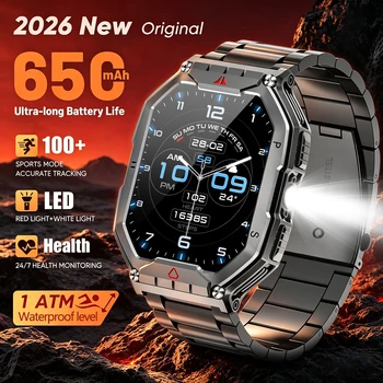 2026 Fashion 2.1 Inch AMOLED Smart Watch Men Bluetooth Call 107 Sports Mode GPS Trajectory Heart Rate Blood Pressure Oxygen Monitor 650mAh Long Standby Waterproof Fitness Tracker Smartwatch For Android IOS 1