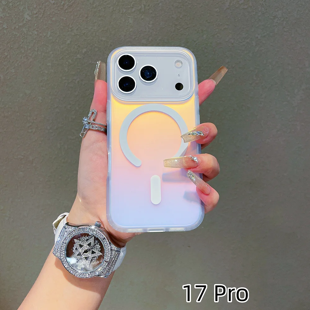 Enhanced Laser Color-Changing Matte Phone Case with Gradient Sunset Sky