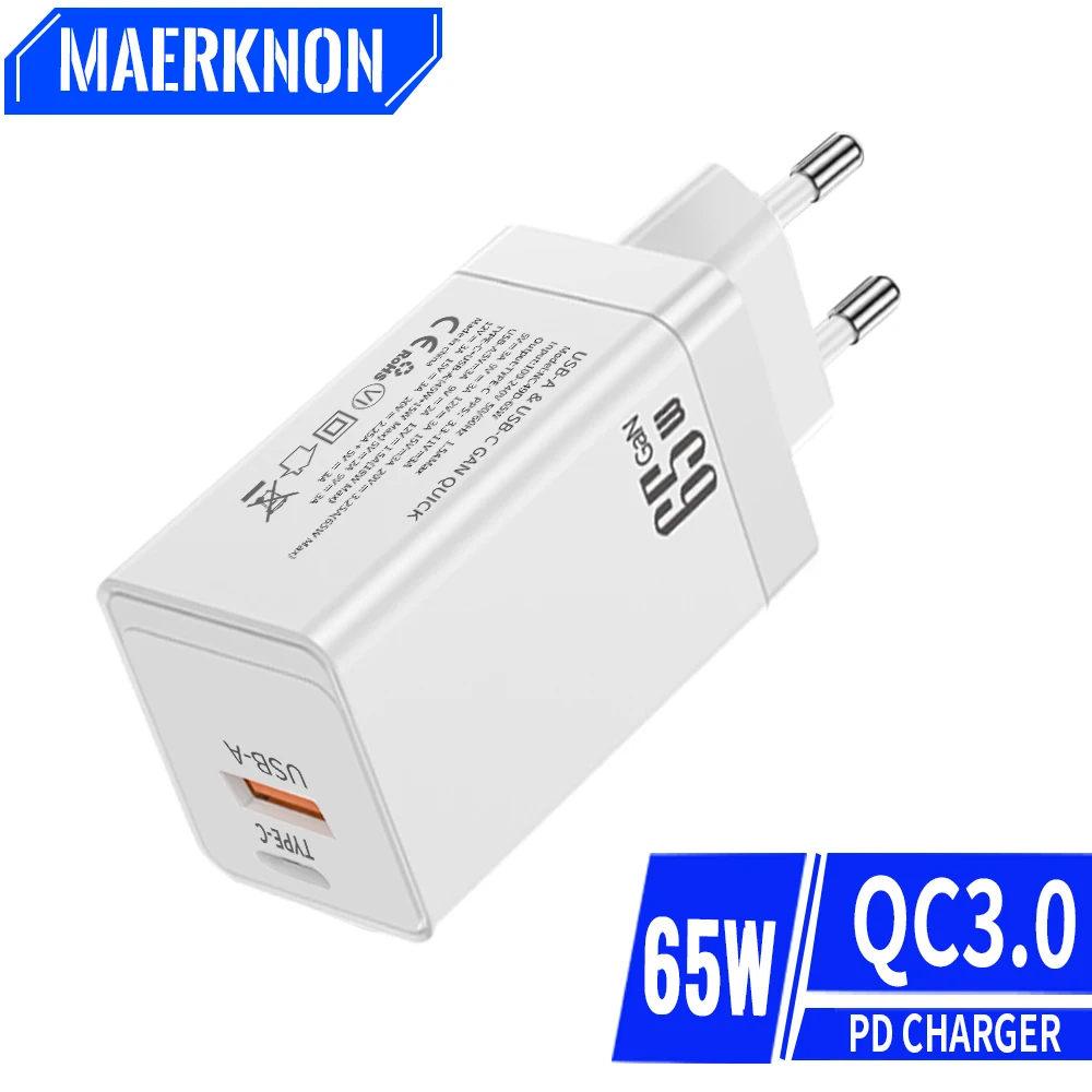 

65W GaN USB C Charger Quick Charge 3.0 4.0 QC4.0 PD USB Type C Fast USB Charger Phone Adapter For iPhone 15 14 13 12 Pro MacBook