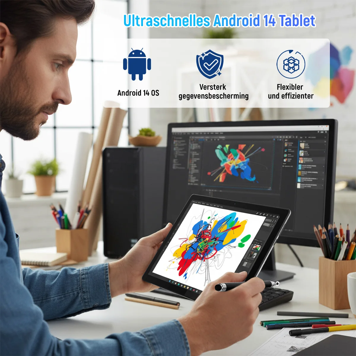 Tablet 10.1 Inch Android 14 Tablet PC, 10GB(3+7) RAM 64GB ROM Octa‑Core Processor, 1280*800 LCD Display, 5000mAh Battery, Only Tablet, For Daily Entertainment Reading Browsing