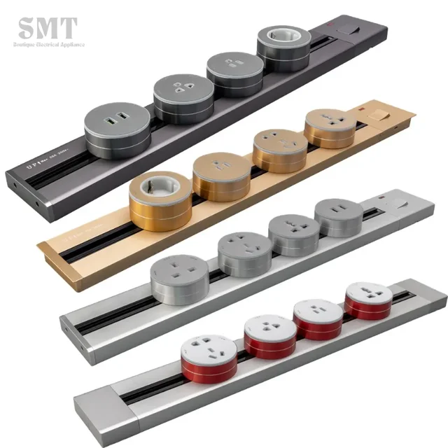 Power Rail เลื่อนรางซ็อกเก็ตพื้นผิว Multiplug EXTENSION Outlet EU US รอบปลั๊กอะแดปเตอร์อุปกรณ์ครัวสํานักงาน 6
