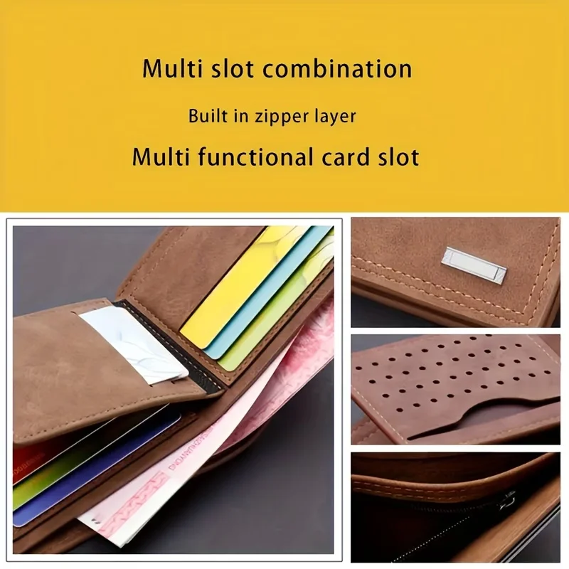 Custom Photo Wallet for Men, Personalized Picture & Text Engraved Bifold Wallet with Multiple Card Slots & Cash Pocket, Vintage - 2