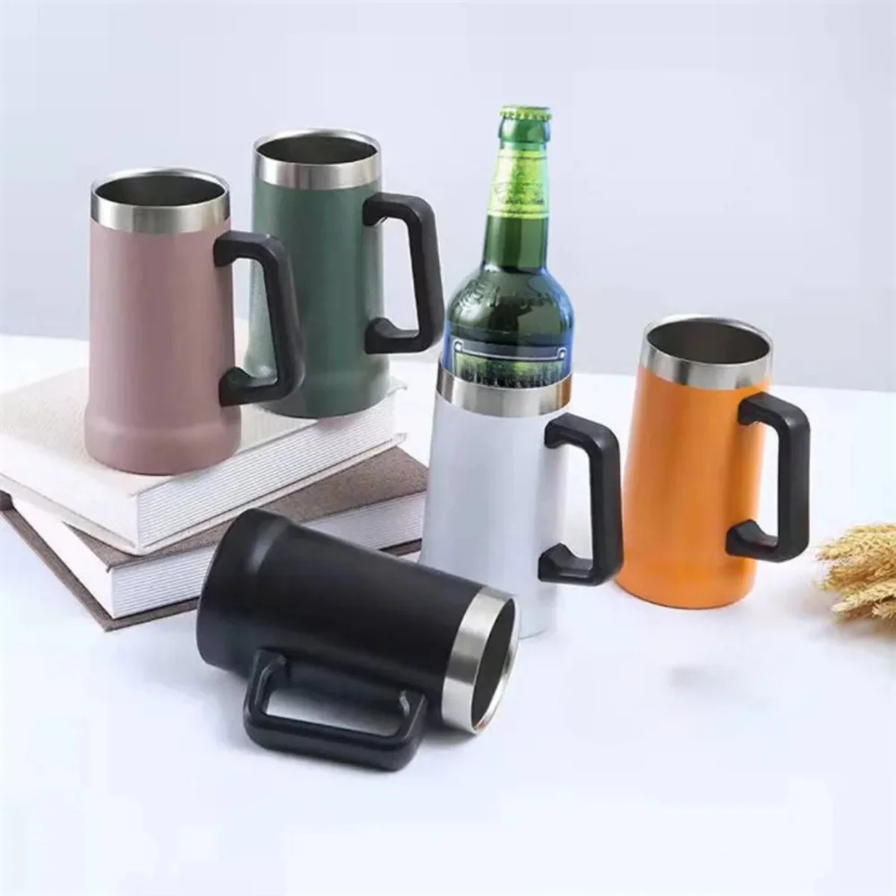 Caneca copo térmico com alça para bebida Fria ou Quente em Inox, térmico Polar 709 ml 5