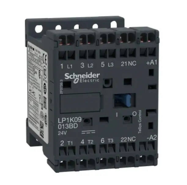 

LP1K09013BD TeSys K contactor - 3P - AC-3 = 440 V 9 A - 1 NC aux. - 24 V DC coil