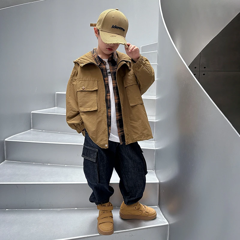 

Baby Autumn Clothes 2023 Kids Hooded Windbreaker Padden Cotton Outerwear Spring Autumn Casual Clothing Thicken Children