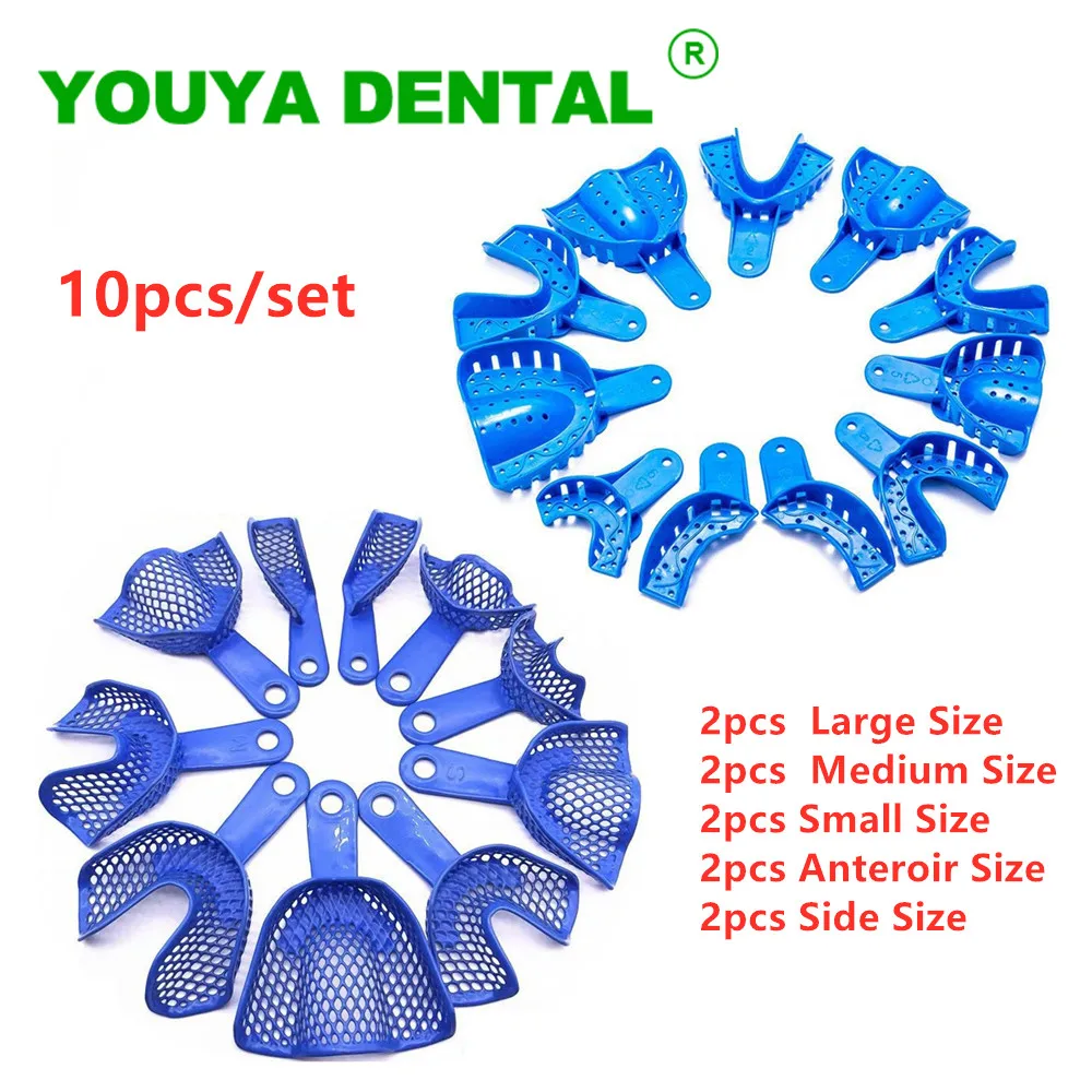 

10pcs/set Dental Impression Plastic Tray Teeth Holder Oral Hygiene Denture Model Materials Dental Supply Dentistry Laboratory