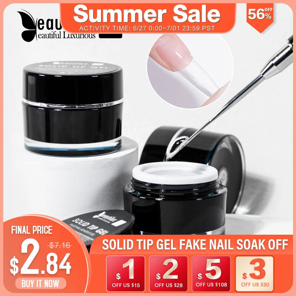 Beautilux Solid Tip Gel False Fake Nail Soak Off  Jelly Gummy Base Gel Glue For American Pose Capsule Tips Adehesive