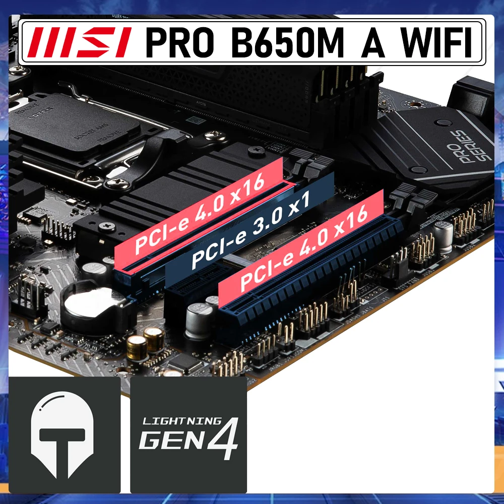 MSI Pro B650M-A WiFi Carte Mère, Micro-ATX - pour Processeurs AMD Ryzen  7000, AM5 - DDR5 Memory Boost 6400+MHz/OC, 2 x PCIe 4.0 x16, 2 x M.2 Gen4