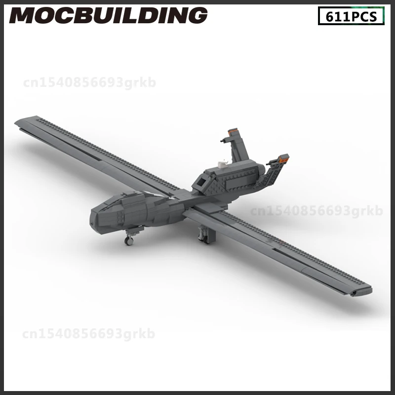 MOC Building Block Global Hawk Reconnaissance Drone DIY Brick 1:37 Scale Model Military Series Fighter Collection Birthday Gift