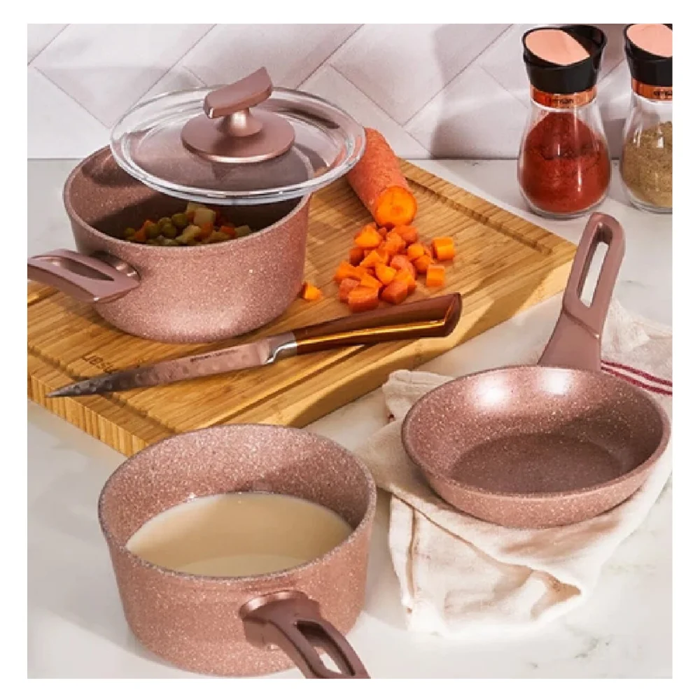 Pink 4 Piece Mini Granite Cookware Set Dowry High Quality Cookware Set
