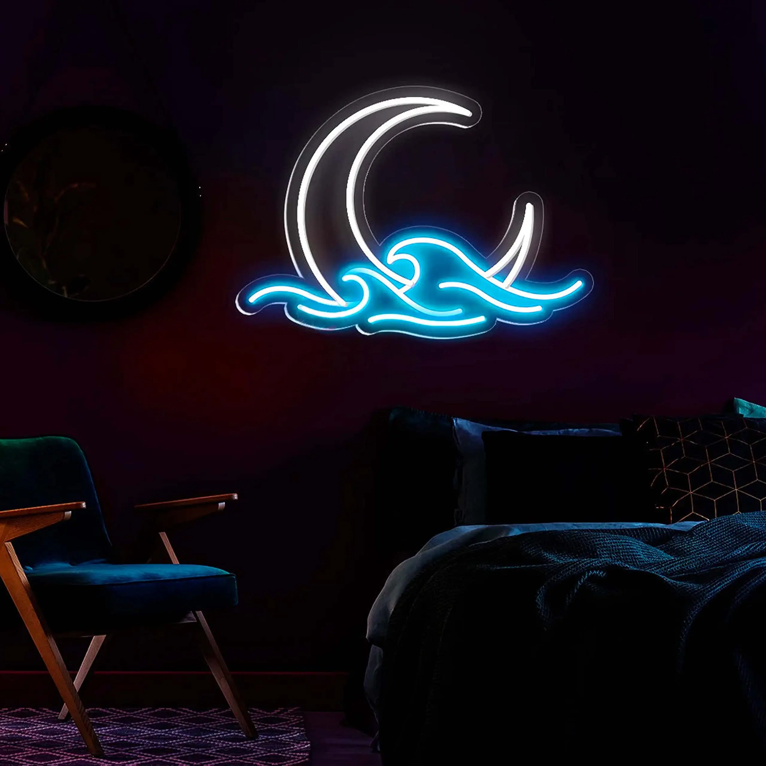 Sunrise Sunset Neon Sign, Sun Wave Neon Sign, Moon Wave Bedroom Neon Sign,  Wave Neon Sign, Moon Neon Sign, Néon Personnalisé, Moon Rise Sign 