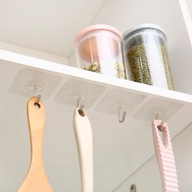 Description Picture 6 of item10-100 PcsTransparent Strong Self Adhesive Door Wall Hangers Hooks Suction Heavy Load Rack Cup Sucker For Kitchen Bathroom