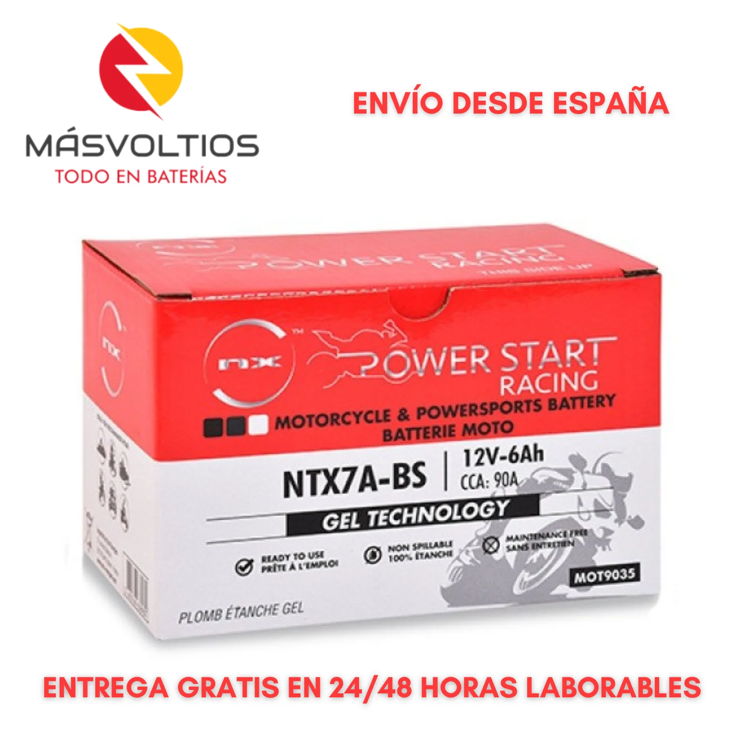 Nx Ntx7A-Bs / Ytx7A-Bs Batteria Gel Per Moto 12V 6Ah 90A Ricaricabile Preattivato Piombo Sigillato Agm. Compatibile Con I Modelli Di Altre Marche Simi