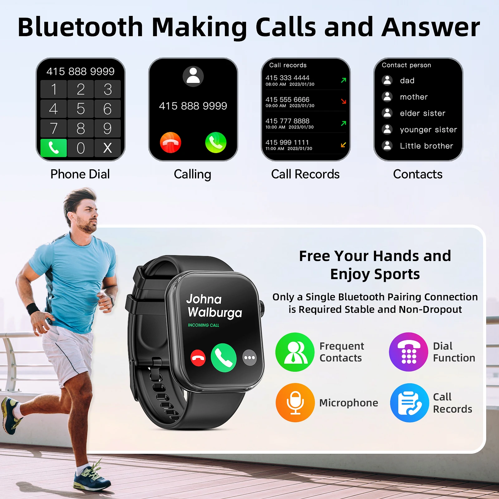 1.85 Inch Full Touch Screen Smart Watch Men Women Bluetooth Call IP67 Waterproof Outdoor Sport Fitness Tracker Heart Smartwatch 5