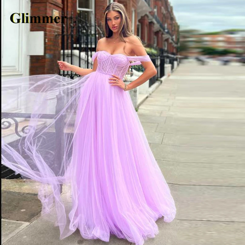 

Glimmer Simple Evening Dresses Tulle Sweetheart Formal Prom Gowns Made To Order Celebrity Vestidos Fiesta Gala Robes De Soiree