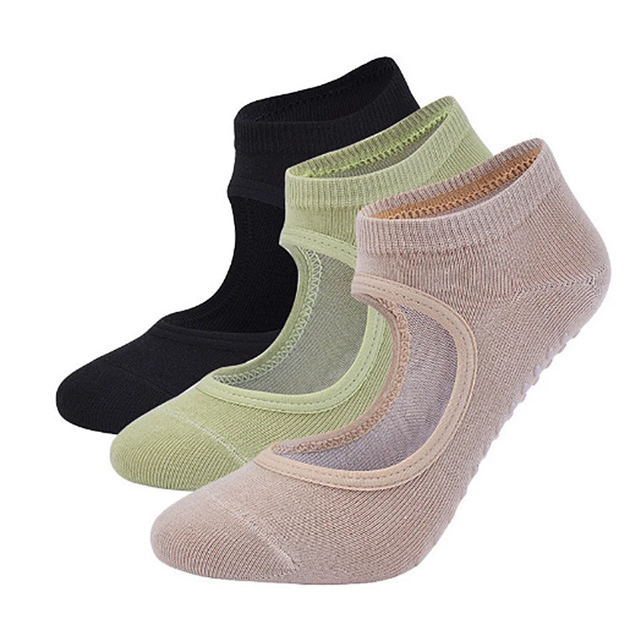 

Combed Cotton Yoga Socks Female Sports Dance Backless Professional Anti-Slip Pilates Fitness