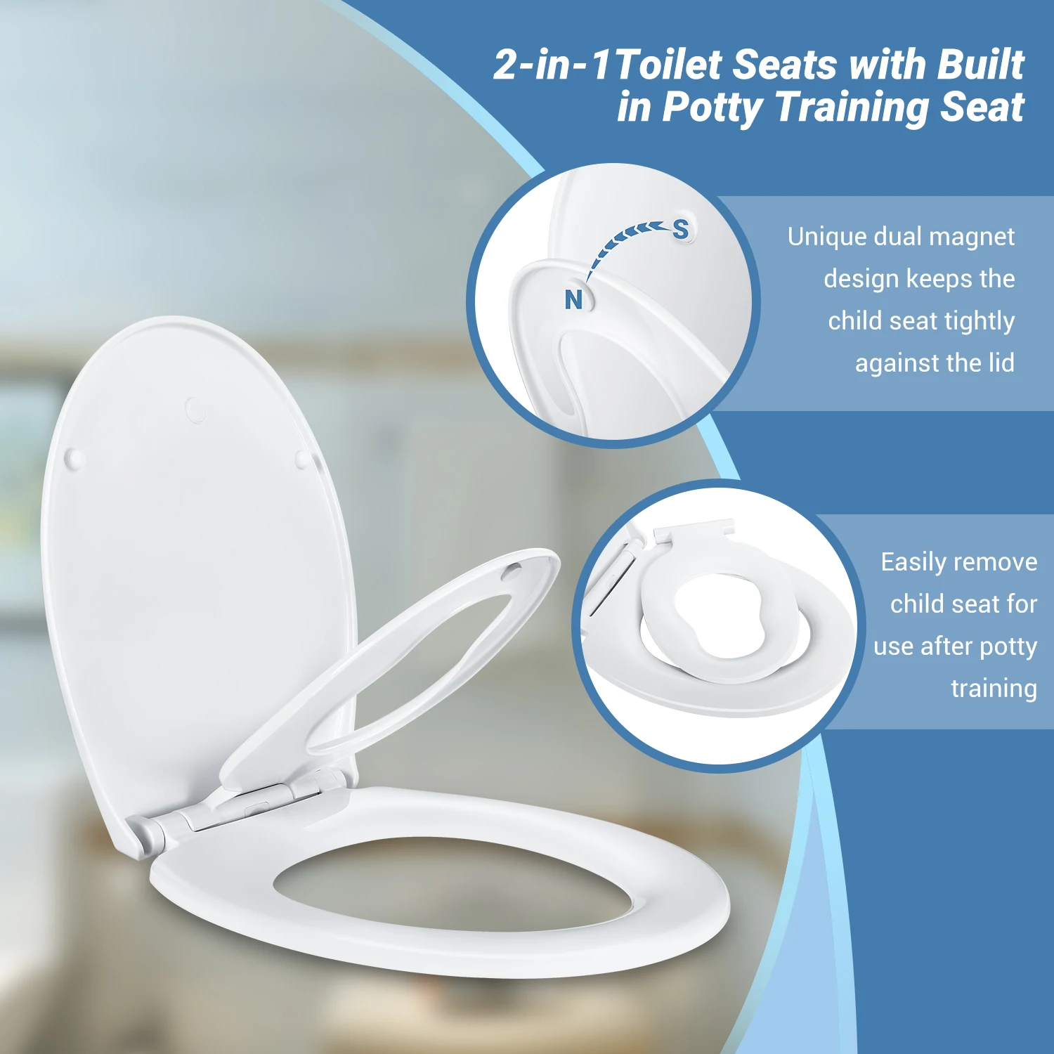 Abattant WC Familial-Lunette de Toilette avec Siège Enfant-Siège de