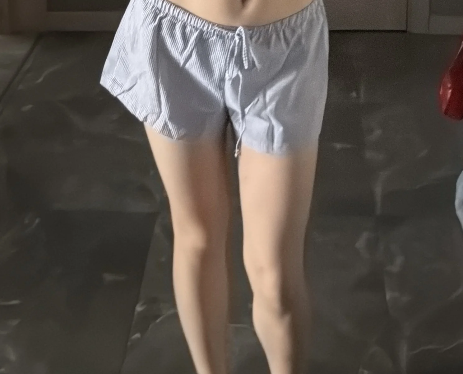 Blue Striped Summer Shorts Women Drawstring Casual Beach Wear photo review