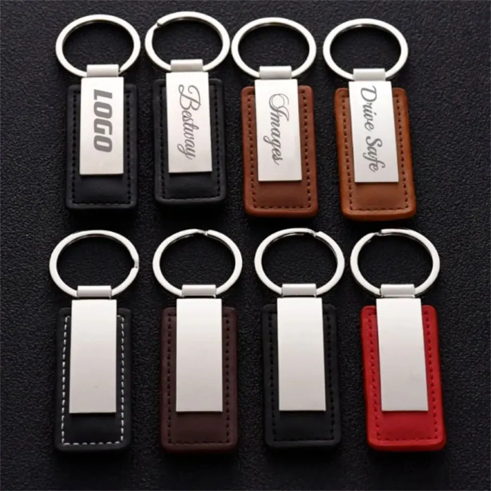

10Pcs Customized PU Leather Keychain For Men Women Metal Car Logo Key Chain Pendant Gift Laser Engraving Retro Vintage Keyring