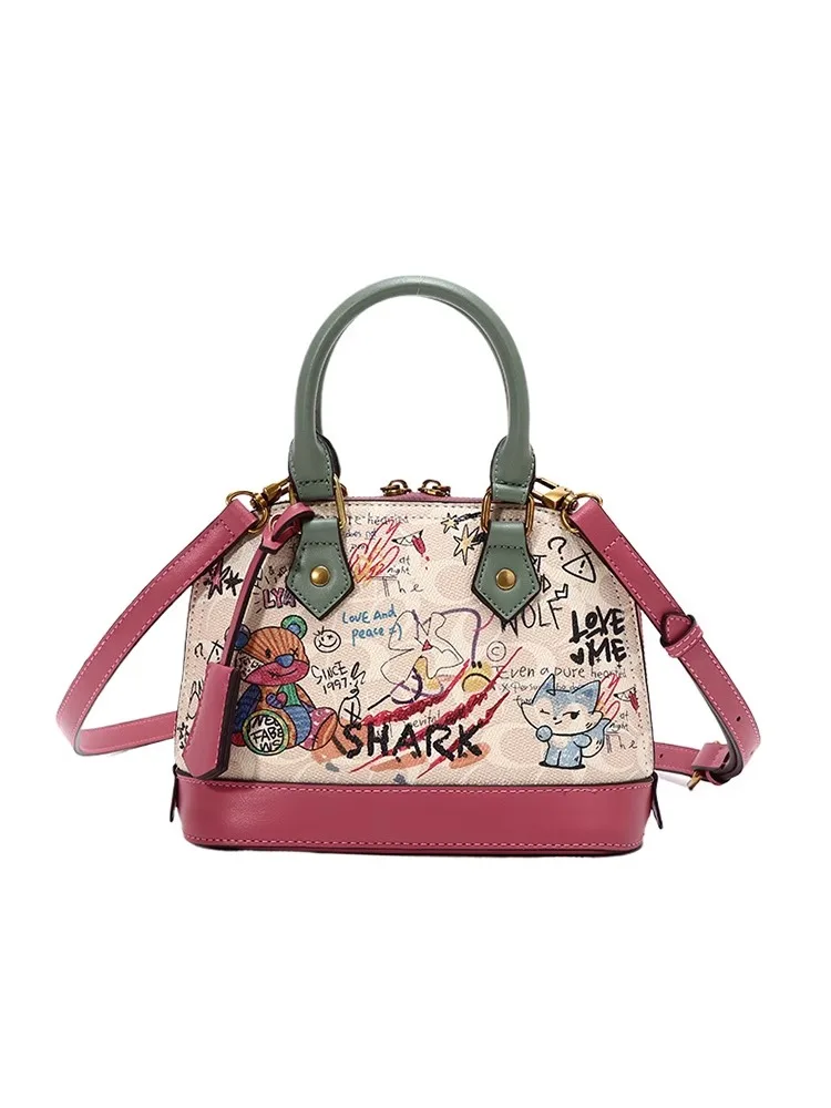 حقيبة يد محمولة بطبعة الدب الصغير، بتصميم لطيف ومب...