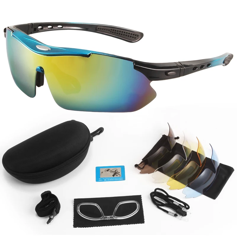 Nový 5 čočka sada polarizační taktická ochranné brýle muži outdoorové sportovní větruodolná prachotěsná horolezectví brýle bezpečnosti ochranný brýle