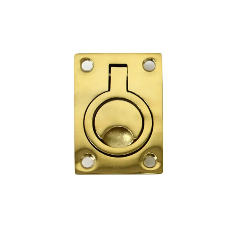 Marine 316 Stainless Steel Brass Plating Hatch Pull Handle with Mounting Screws Round Square Flush Lift Ring for Boat 5