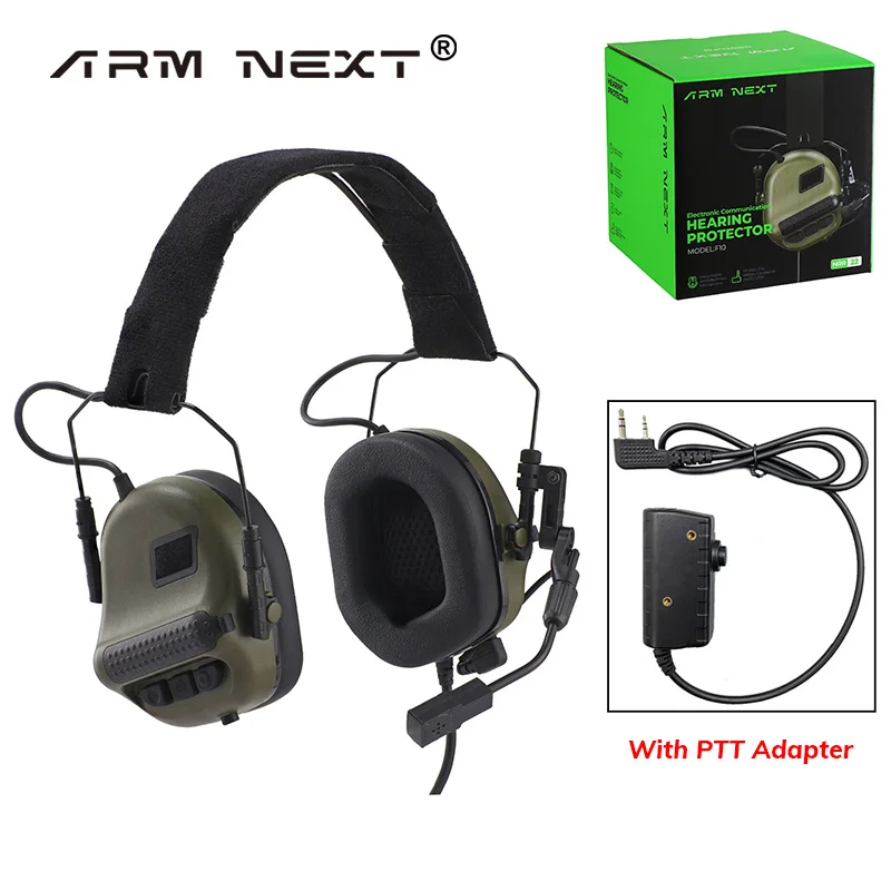 ARM NEXT 전술 헤드셋 및 PTT 어댑터 세트, Baofeng 무선 통신 촬영 소음 제거에 적합